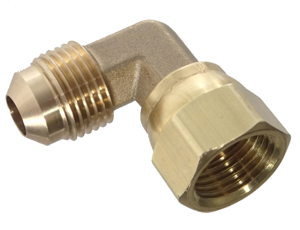 0.75 Hex Size Midland 10-494 Brass SAE 45 Degree Flare Forged Swivel Elbow 3/8 Male Flare x 3/8 Female Flare Thread 